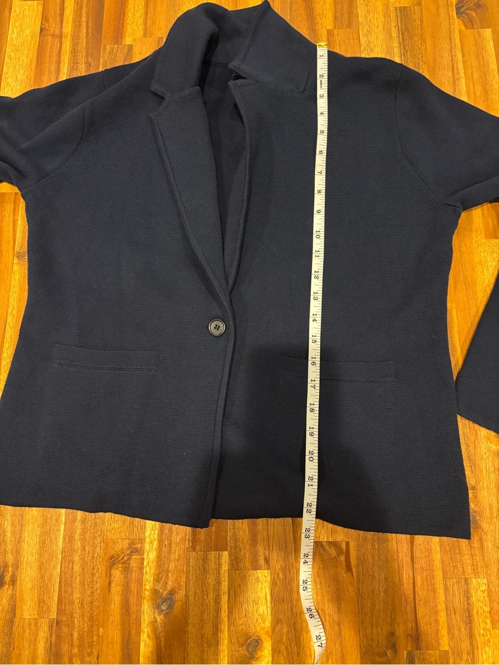 J. Crew Cropped Single-Button Sweater Blazer Knit Cotton Navy Blue Medium - Picture 12 of 14